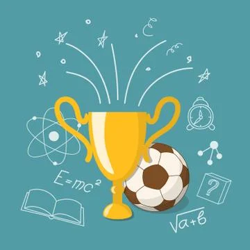 Winner cup and ball Stock Illustration