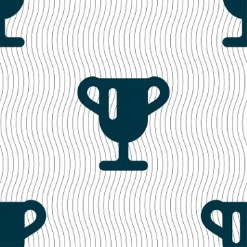 Winner cup, Awarding of winners, Trophy icon sign. Seamless pattern with geom Stock Illustration
