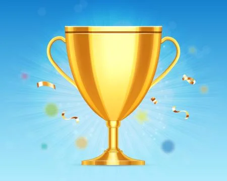Winner cup on a blue Stock Illustration