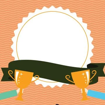 Winner cup on bright colored background. Whiteboard with important information Stock Illustration