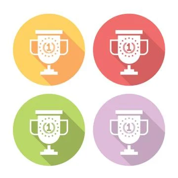 Winner Cup Flat Icons Set Stock Illustration