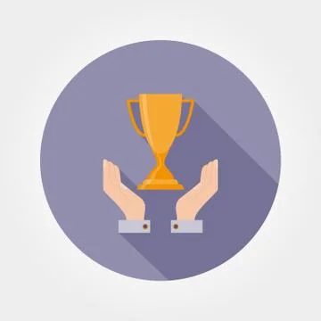 Winner cup in hands. Vector. Stock Illustration