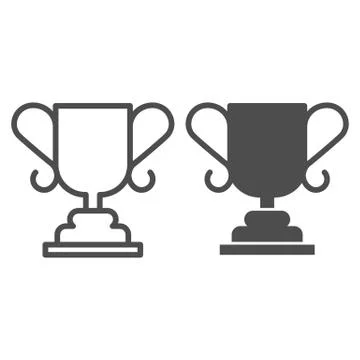 Winner cup line and solid icon. Final championship trophy, competition award 스톡 일러스트