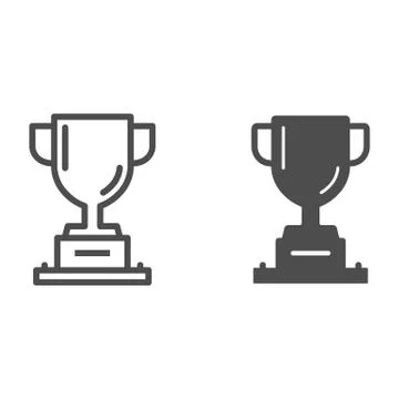Winner cup line and solid icon, sports and competition concept, Trophy sign on 스톡 일러스트