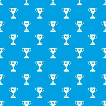 Winner cup pattern seamless blue Illustrazione stock
