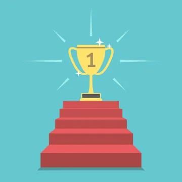 Winner cup on steps Stock Illustration
