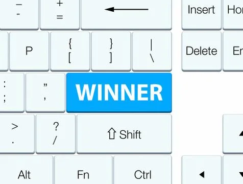 Winner cyan blue keyboard button Stock Illustration
