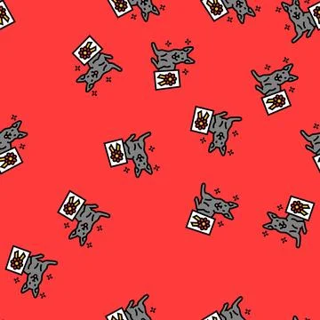 Winner dog competition show vector seamless pattern Illustrazione stock