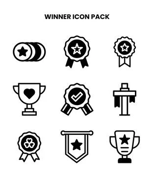 Winner DuoTone Icons Pack Stock Illustration