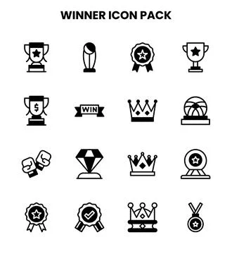 Winner DuoTone UI Icons Pack Stock Illustration