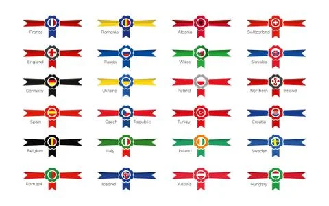 Winner emblems of participating countries to the soccer tournament in france Stock Illustration