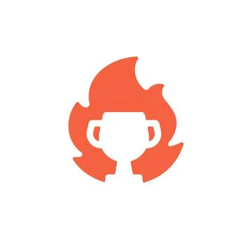 Winner Fire Trophy Icon Logo. Vector Illustration. Stock Illustration