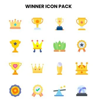 Winner Flat Bundle Icons Pack Stock Illustration