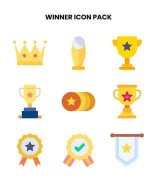 Winner Flat Collection Icons Pack Stock Illustration