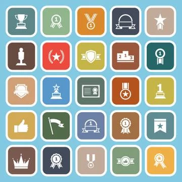 Winner flat icons on blue background Stock Illustration