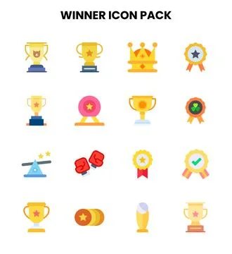 Winner Flat Icons Pack Stock Illustration