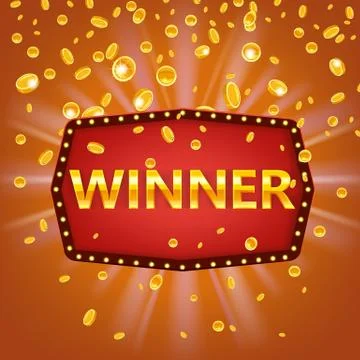 Winner frame label banner template. Win congratulations vintage frame with Stock Illustration
