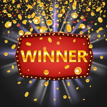 Winner frame label banner template. Win congratulations vintage frame with Stock Illustration