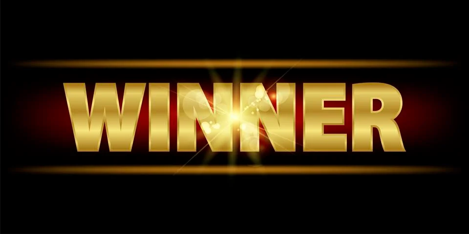 Winner frame. Text gold colored. Winner banner. Vector Stock Illustration