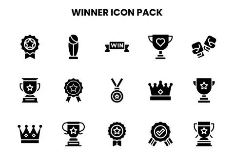 Winner Glyph Graphics Icons Pack Stock Illustration