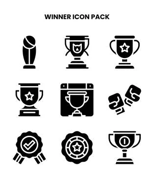 Winner Glyph Vector Icons Pack Stock Illustration