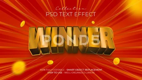 Winner gold 3d text effect - PSD Template Plantilla PSD