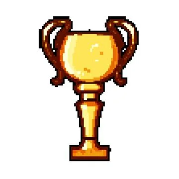 Winner gold trophy pixel art vector illustration Stock Illustration