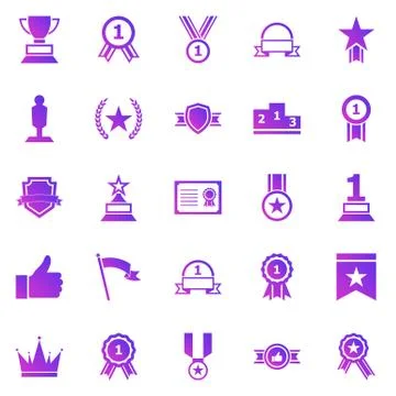 Winner gradient icons on white background Stock Illustration