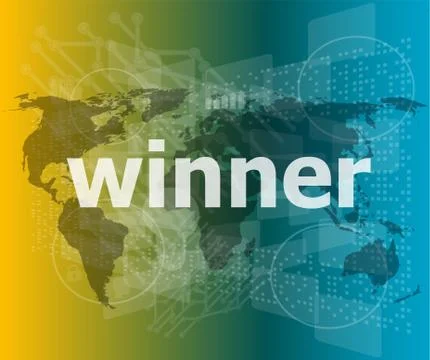 Winner, green digital background, global internet concept Stock Illustration