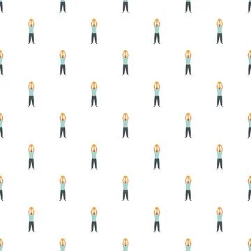 Winner holding trophy seamless pattern celebrating success Stock Illustration