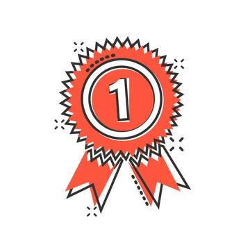 Winner icon in comic style. Rosette award cartoon vector illustration on whit イラスト素材