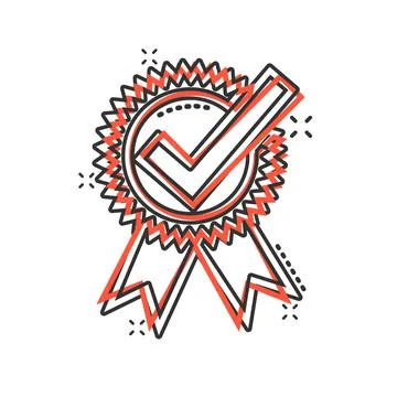 Winner icon in comic style. Rosette award cartoon vector illustration on whit Stock Illustration