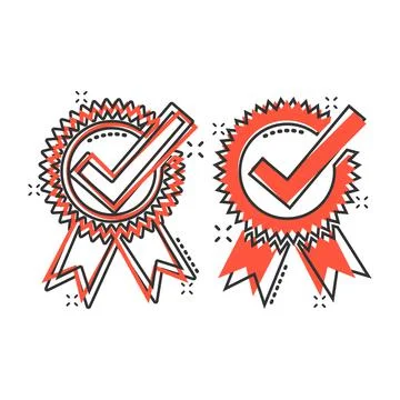 Winner icon in comic style. Rosette award cartoon vector illustration on whit Stock Illustration