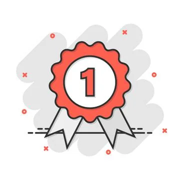 Winner icon in comic style. Rosette award cartoon vector illustration on whit イラスト素材