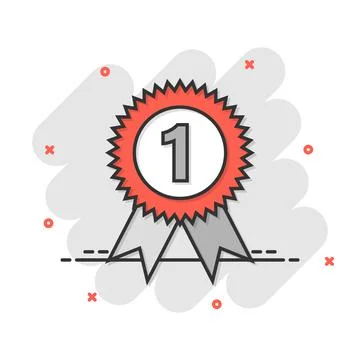 Winner icon in comic style. Rosette award cartoon vector illustration on whit イラスト素材