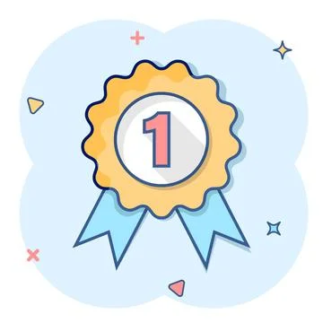 Winner icon in comic style. Rosette award cartoon vector illustration on whit Stock Illustration