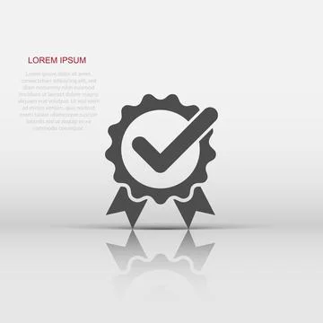 Winner icon in flat style. Rosette award vector illustration on white isola.. Illustrazione stock