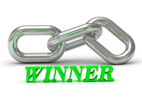 WINNER- inscription of color letters and Silver chain of the section on white Stock Illustration