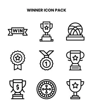 Winner Line Icons Pack Stock Illustration