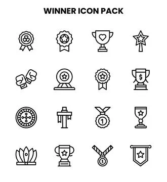 Winner Line Icons Pack Stock Illustration