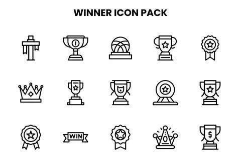 Winner Line Scalable Icons Pack Stock Illustration