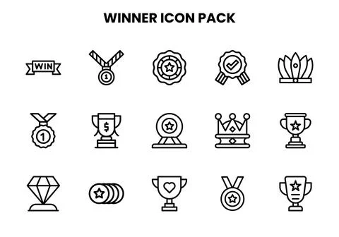 Winner Line Set Icons Pack Stock Illustration