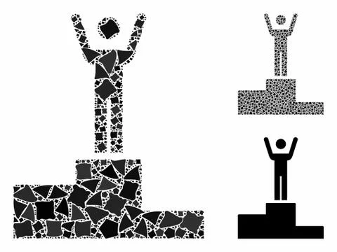 Winner Mosaic Icon of Trembly Elements Illustrazione stock