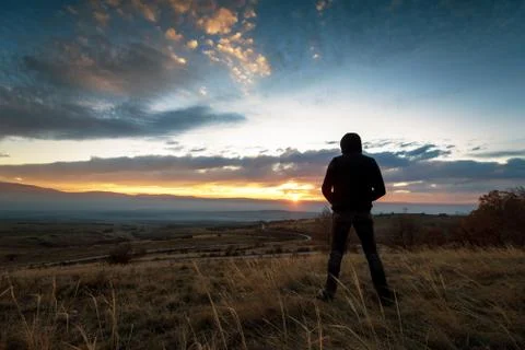 Winner on the mountain top. Stock Photos