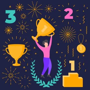 Winner objects set. Vector elements shapes Stock Illustration