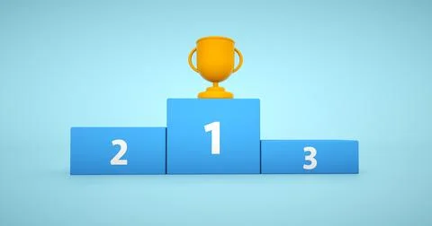 Winner podium on blue background with number place. Studio platform. Exhibi.. Stock Illustration