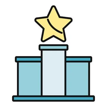 Winner podium with star indicating top achievement Stock Illustration
