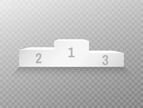 Winner podium on transparent background. Empty white pedestal template. Stage Stock Illustration