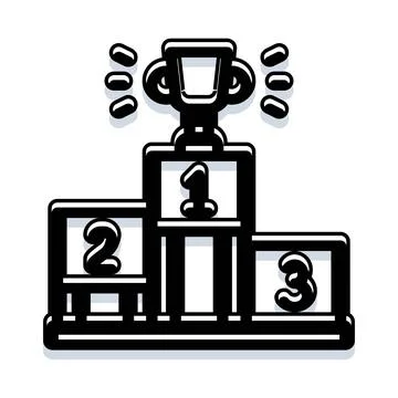 Winner podium with trophy for first place Stock Illustration