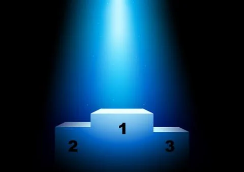 Winner podium under blue light Stock Illustration